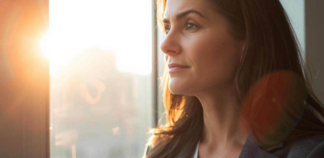 change manager looking out the window feeling they are failing and looking onto a brighter day to come